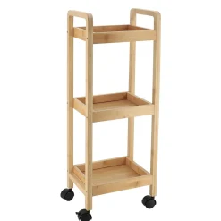 Desserte à roulettes 3 niveaux (H79 cm) Bambou Naturel