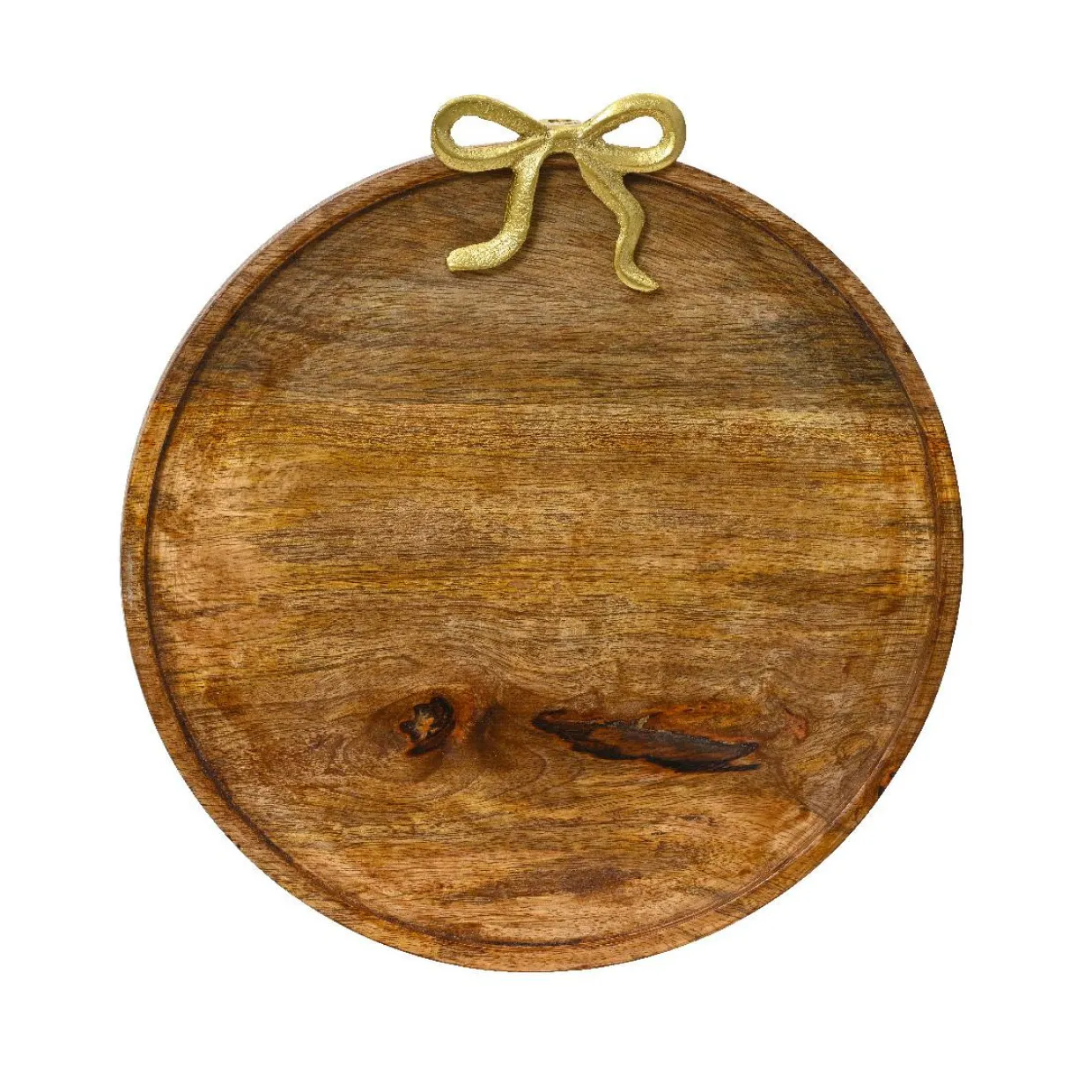 Dessous d'assiette en manguier (D33 cm) Nœud en or