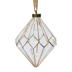 Diamant lumineux à piles 15 LED (H20 cm) Vintage Or/blanc chaud