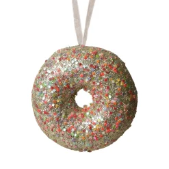 Donut de Noël à suspendre (D9 cm) Gourmandise Vert pailleté