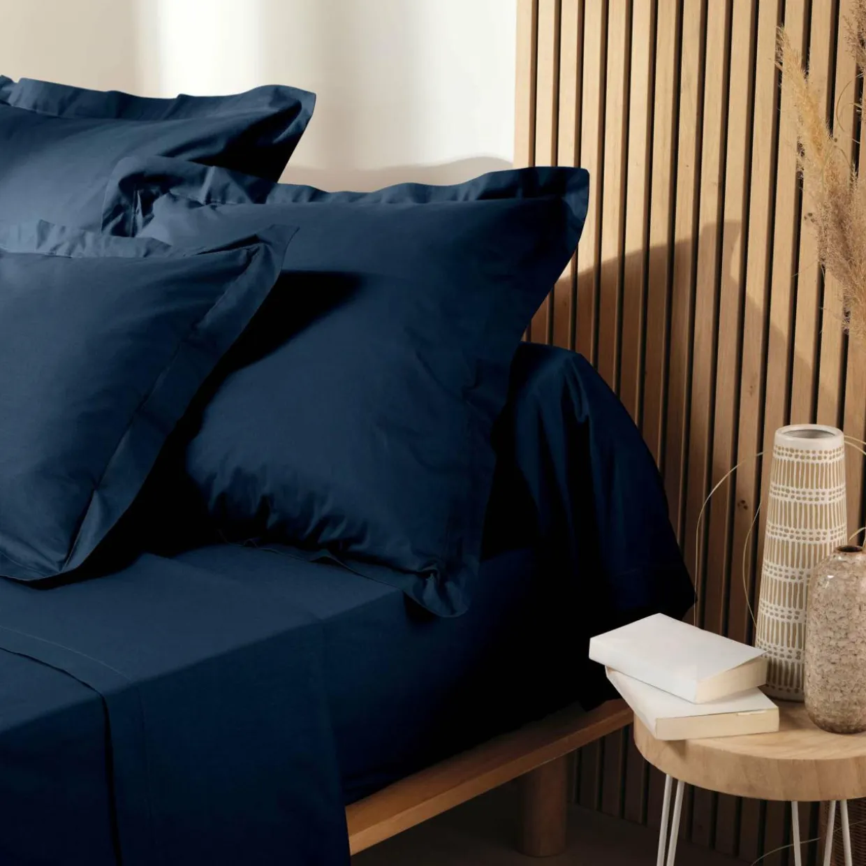 Drap housse coton bio (160 x 200 cm) Biolina Bleu nuit
