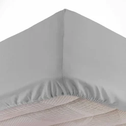 Drap housse coton lavé (140 x 190 cm) Linette Gris