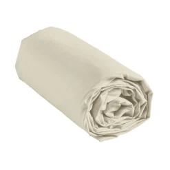 Drap housse coton lavé (160 x 200 cm) Linella Ivoire