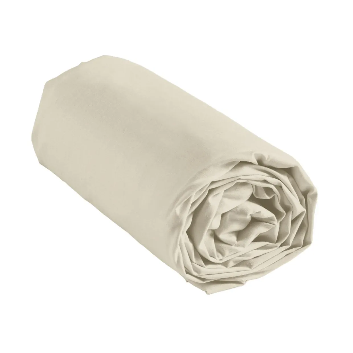 Drap housse coton lavé (160 x 200 cm) Linella Ivoire