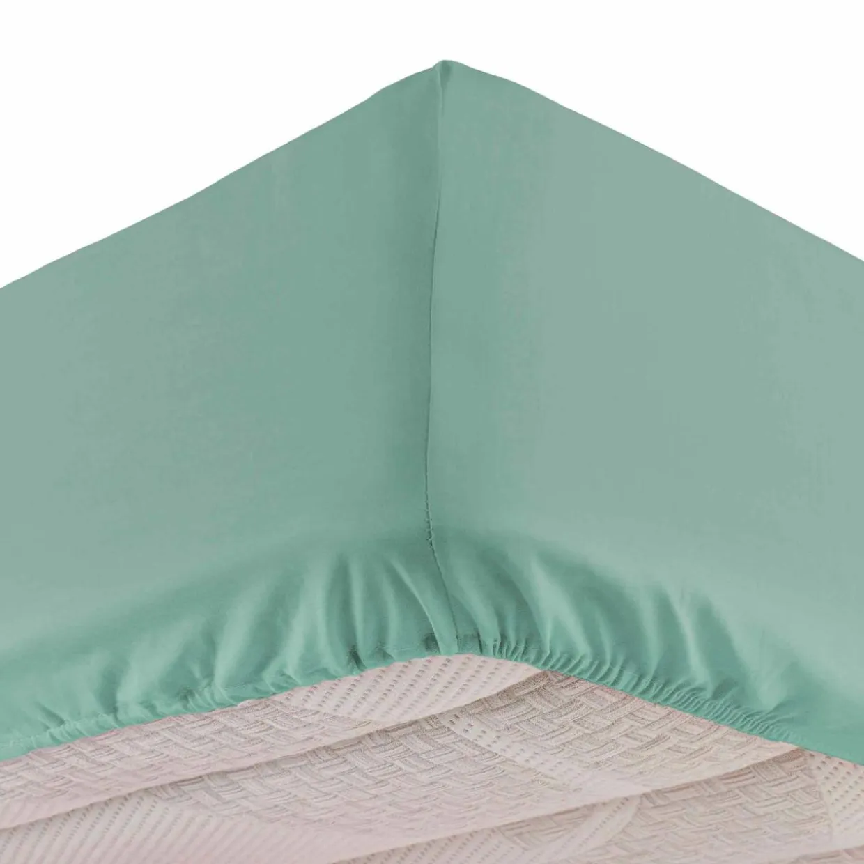Drap housse coton lavé (140 x 190 cm) Linette Vert sauge