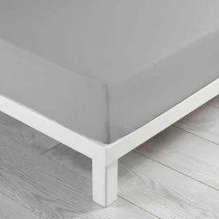 Drap housse coton lavé (160 x 200 cm) Linette Gris