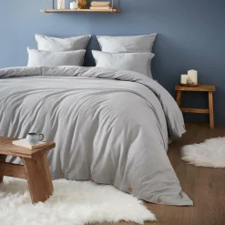 Drap housse flanelle de coton (140 x 190 cm) Théa Gris clair