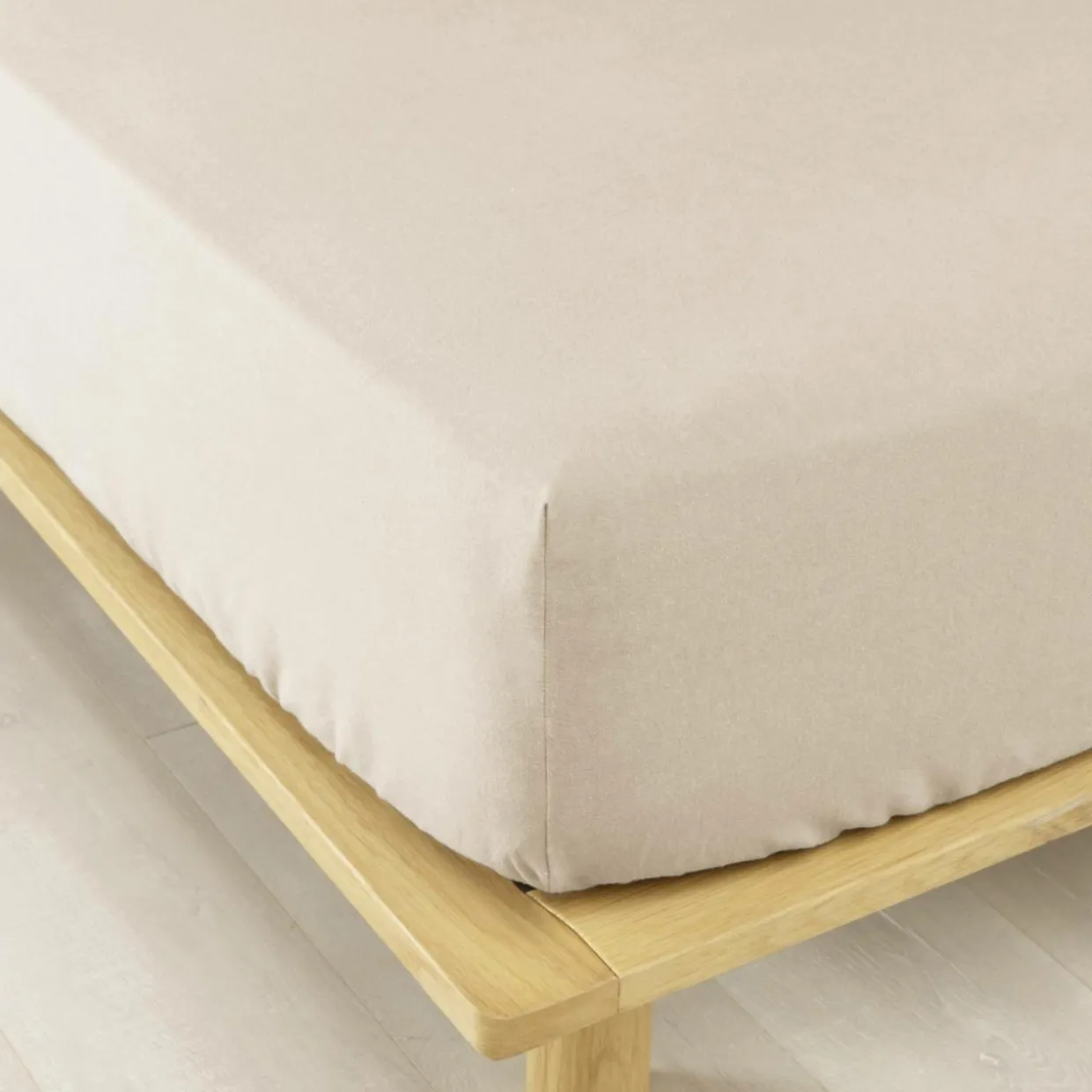 Drap housse flanelle de coton (200 x 200 cm) Nina Beige