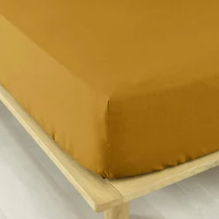 Drap housse flanelle de coton (180 x 200 cm) Nina Jaune ocre