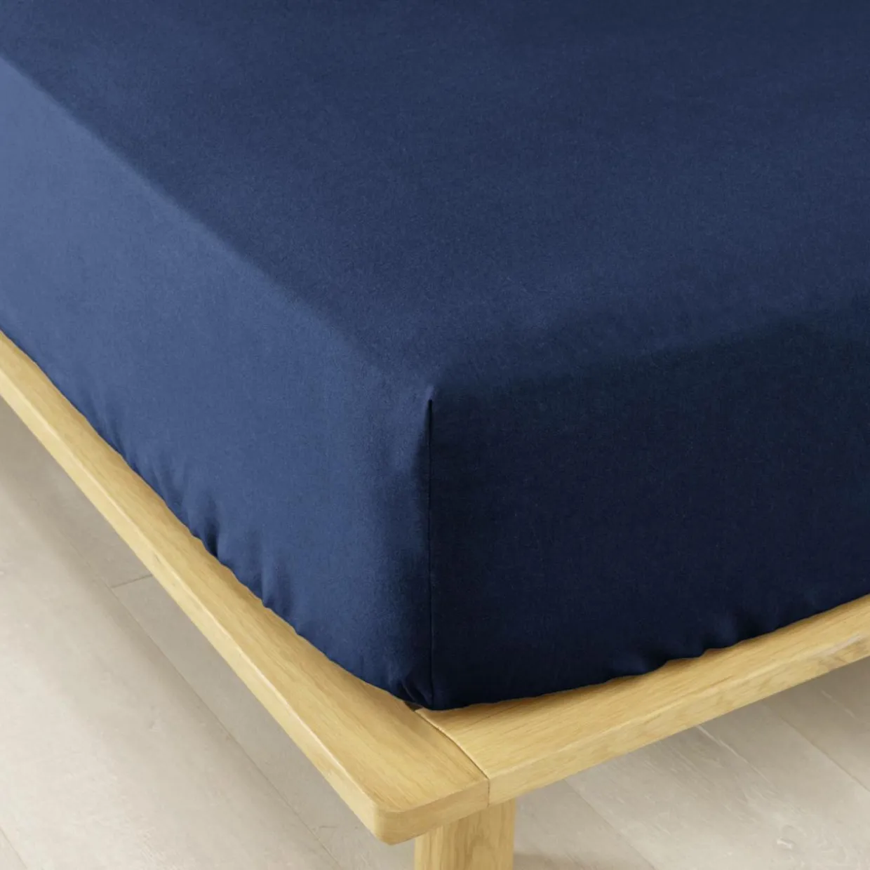Drap housse flanelle de coton (140 x 200 cm) Nina Bleu nuit