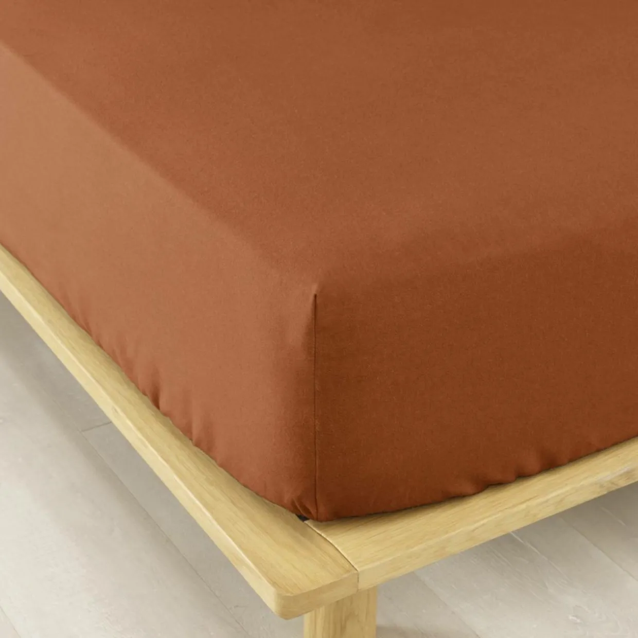 Drap housse flanelle de coton (200 x 200 cm) Nina Terracotta