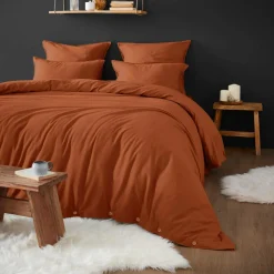 Drap housse flanelle de coton (140 x 200 cm) Nina Terracotta
