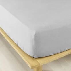 Drap housse flanelle de coton (180 x 200 cm) Théa Gris clair