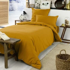 Drap housse flanelle de coton (90 x 200 cm) Nina Jaune ocre