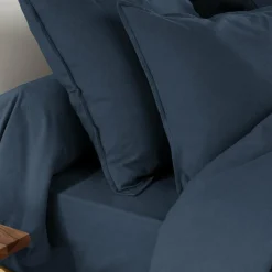 Drap housse flanelle de coton (90 x 190 cm) Théa Bleu nuit