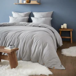 Drap housse flanelle de coton (140 x 200 cm) Nina Gris clair