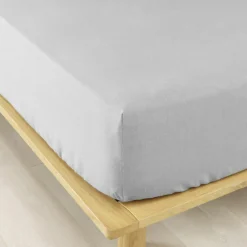 Drap housse flanelle de coton (90 x 200 cm) Nina Gris clair