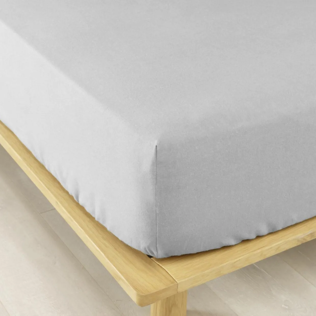 Drap housse flanelle de coton (90 x 200 cm) Nina Gris clair