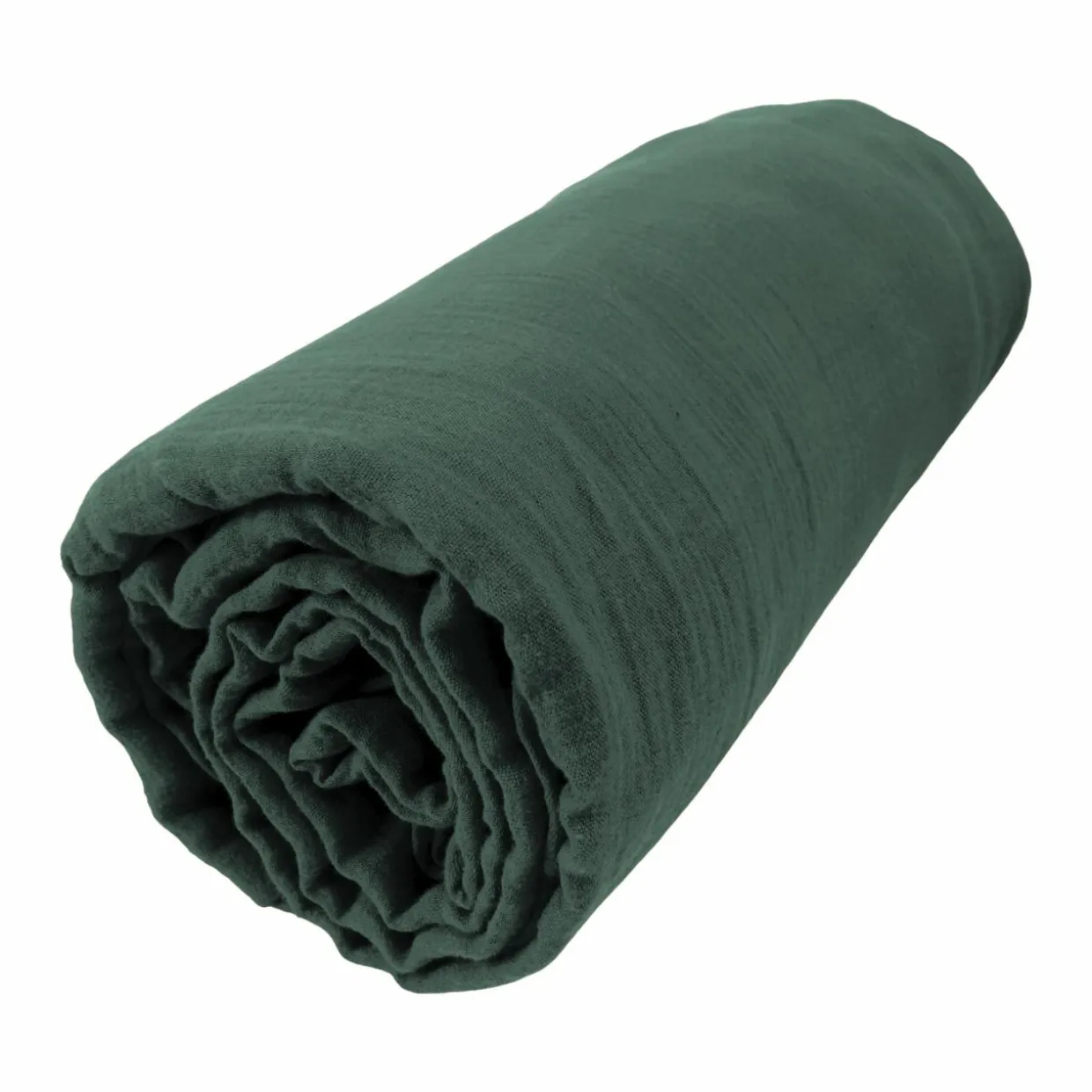 Drap housse gaze de coton (160 x 200 cm) Gaïa Vert sapin