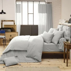 Drap housse gaze de coton (180 x 200 cm) Gaïa Gris nuage