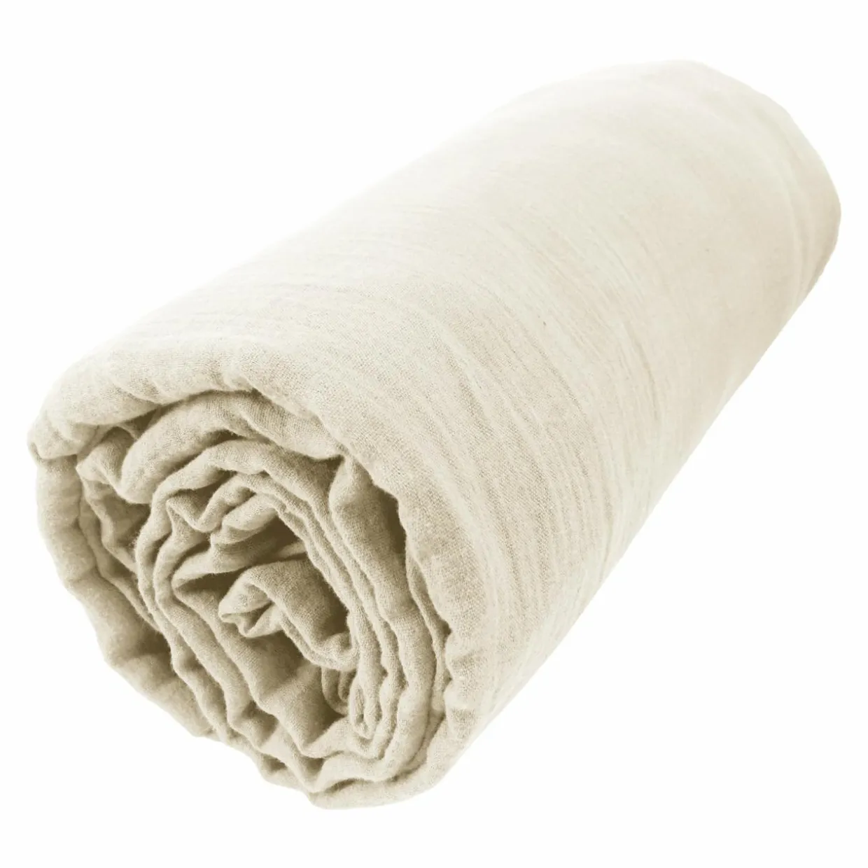 Drap housse gaze de coton (200 x 200 cm) Gaïa Beige pampa