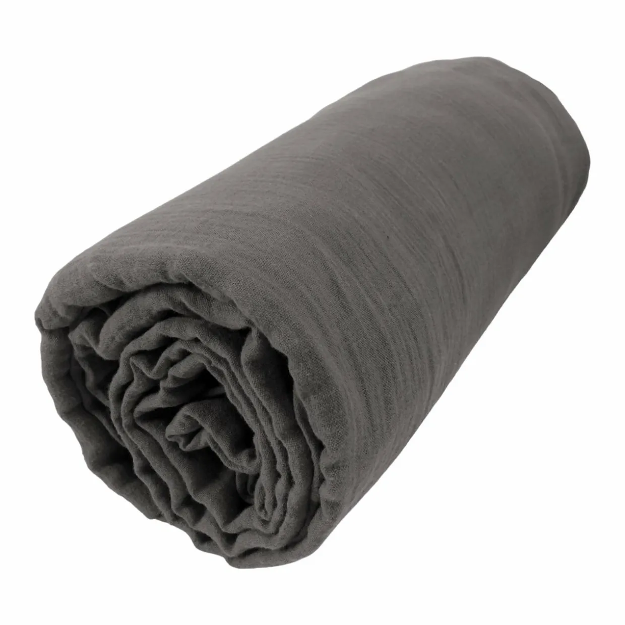 Drap housse gaze de coton (90 x 200 cm) Gaïa Gris granit