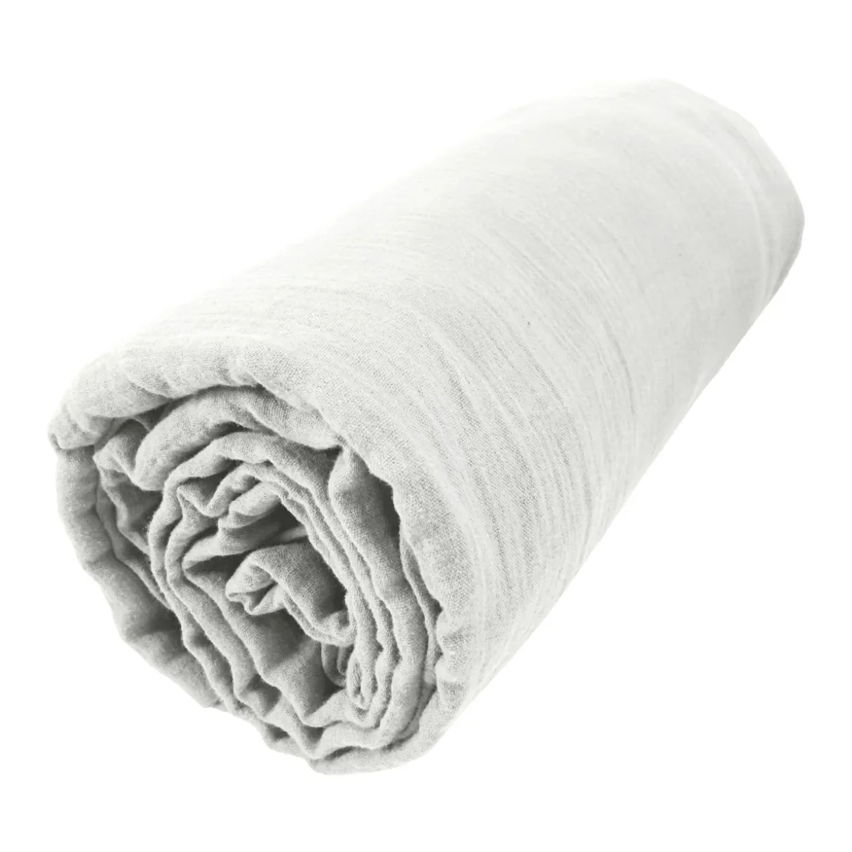 Drap housse gaze de coton (160 x 200 cm) Gaïa Gris nuage