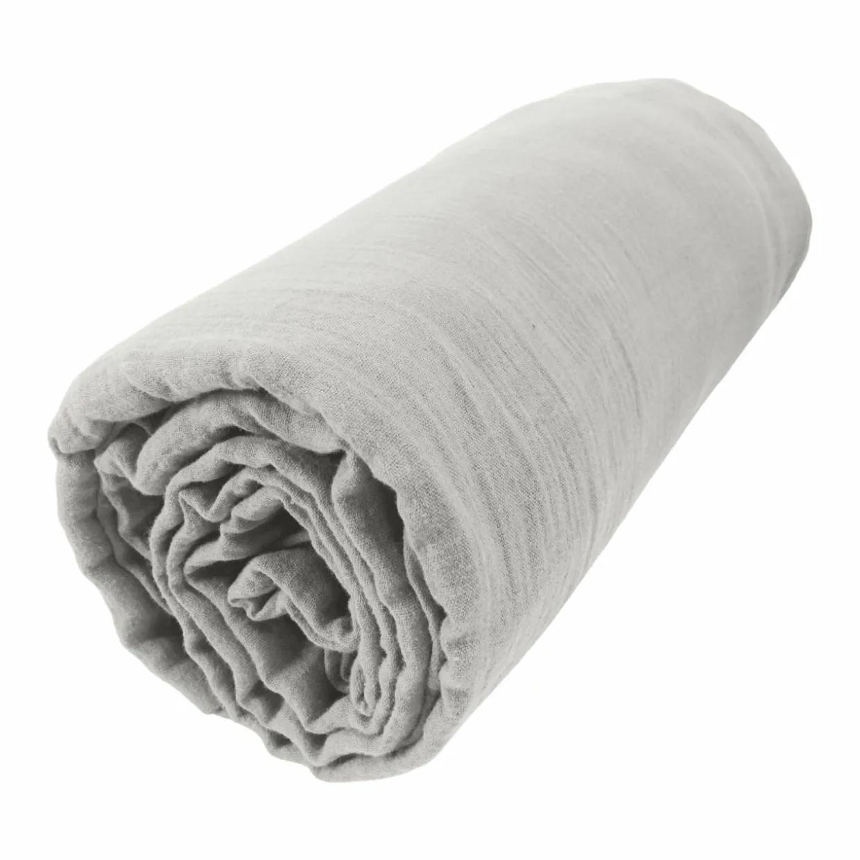 Drap housse gaze de coton (140 x 200 cm) Gaïa Gris nuage