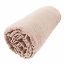 Drap housse gaze de coton (90 x 190 cm) Gaïa Rose poudré