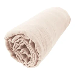 Drap housse gaze de coton (180 x 200 cm) Gaïa Rose poudré