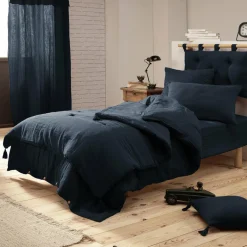 Drap housse gaze de coton (90 x 190 cm) Gaïa Bleu nuit