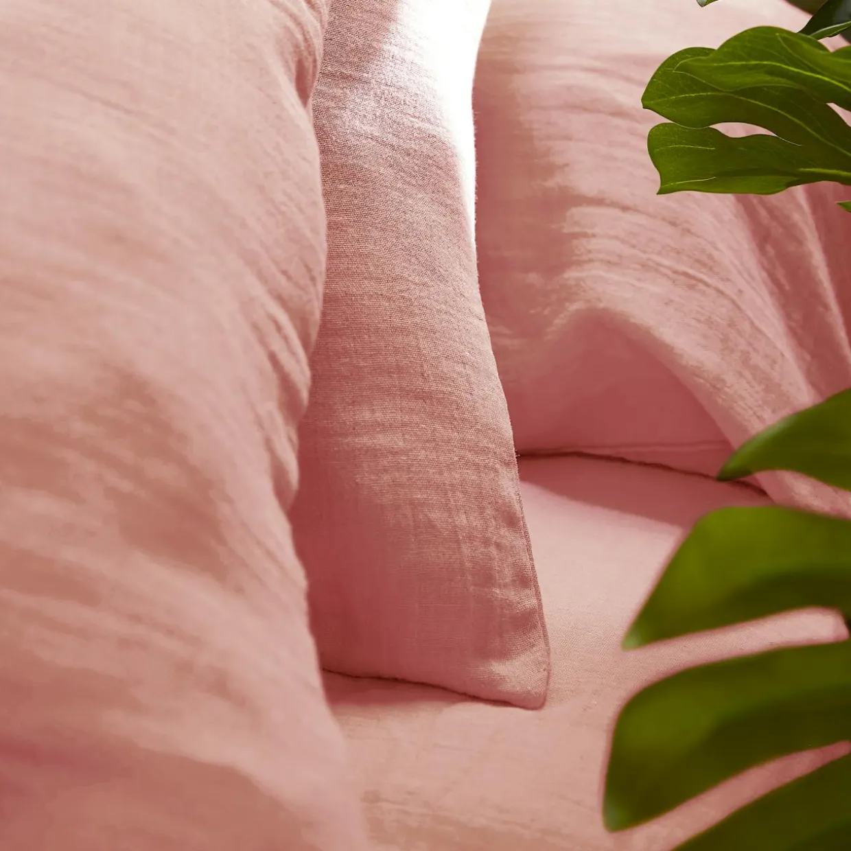 Drap housse gaze de coton (140 x 200 cm) Gaïa Rose pêche