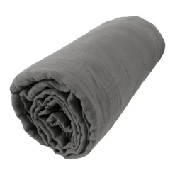 Drap housse gaze de coton (140 x 190 cm) Gaïa Gris granit