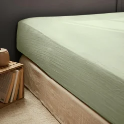 Drap housse gaze de coton (90 x 190 cm) Gaïa Vert tilleul