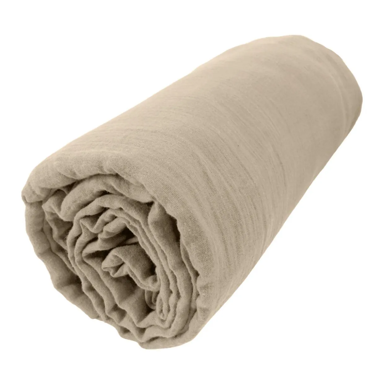 Drap housse gaze de coton (180 x 200 cm) Gaïa Ficelle