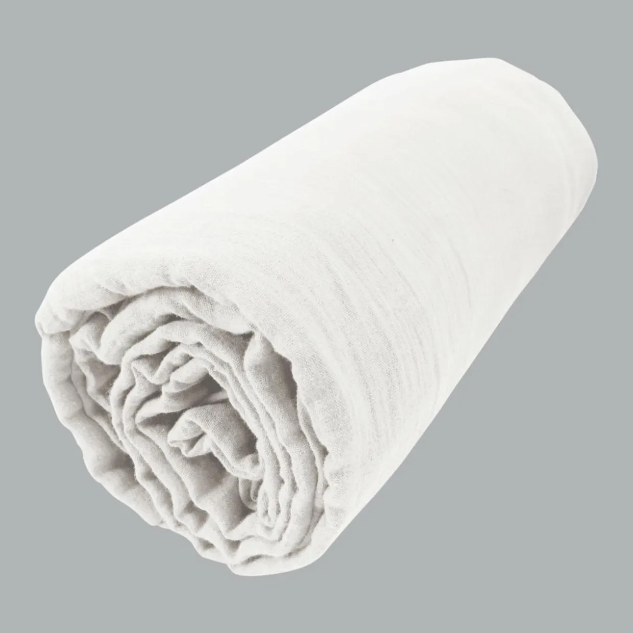 Drap housse gaze de coton (200 x 200 cm) Gaïa Blanc chantilly