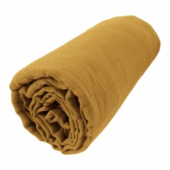 Drap housse gaze de coton (90 x 190 cm) Gaïa Jaune safran