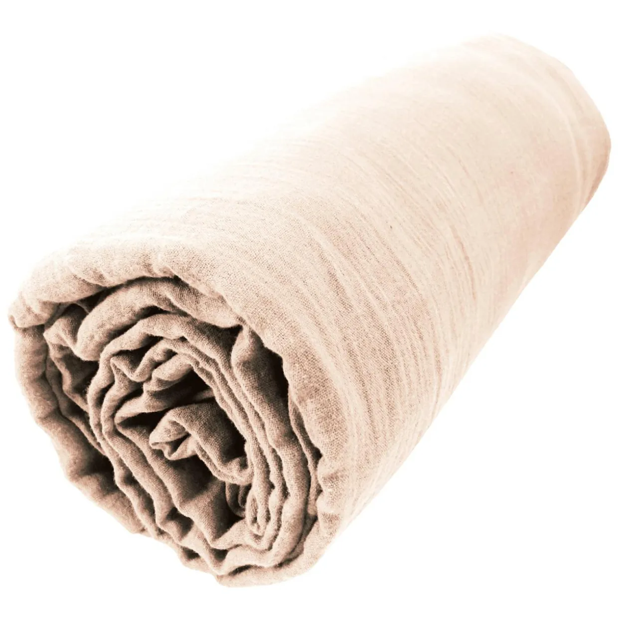 Drap housse gaze de coton (90 x 200 cm) Gaïa Rose poudré