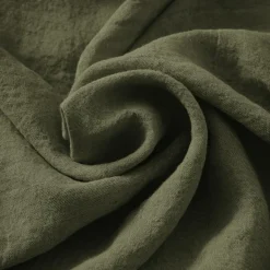 Drap housse lin lavé (180 x 200 cm) Louise Vert romarin
