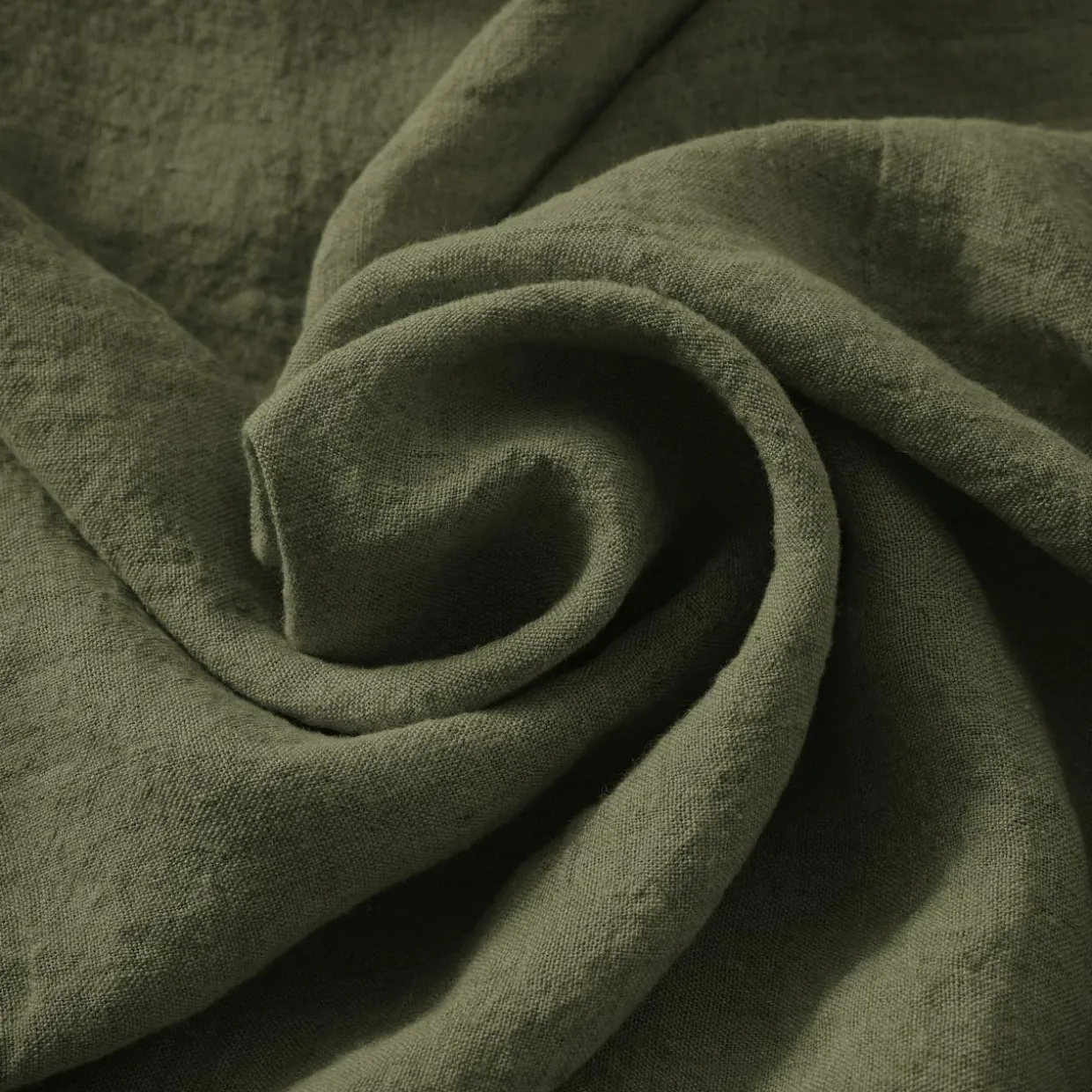 Drap housse lin lavé (180 x 200 cm) Louise Vert romarin