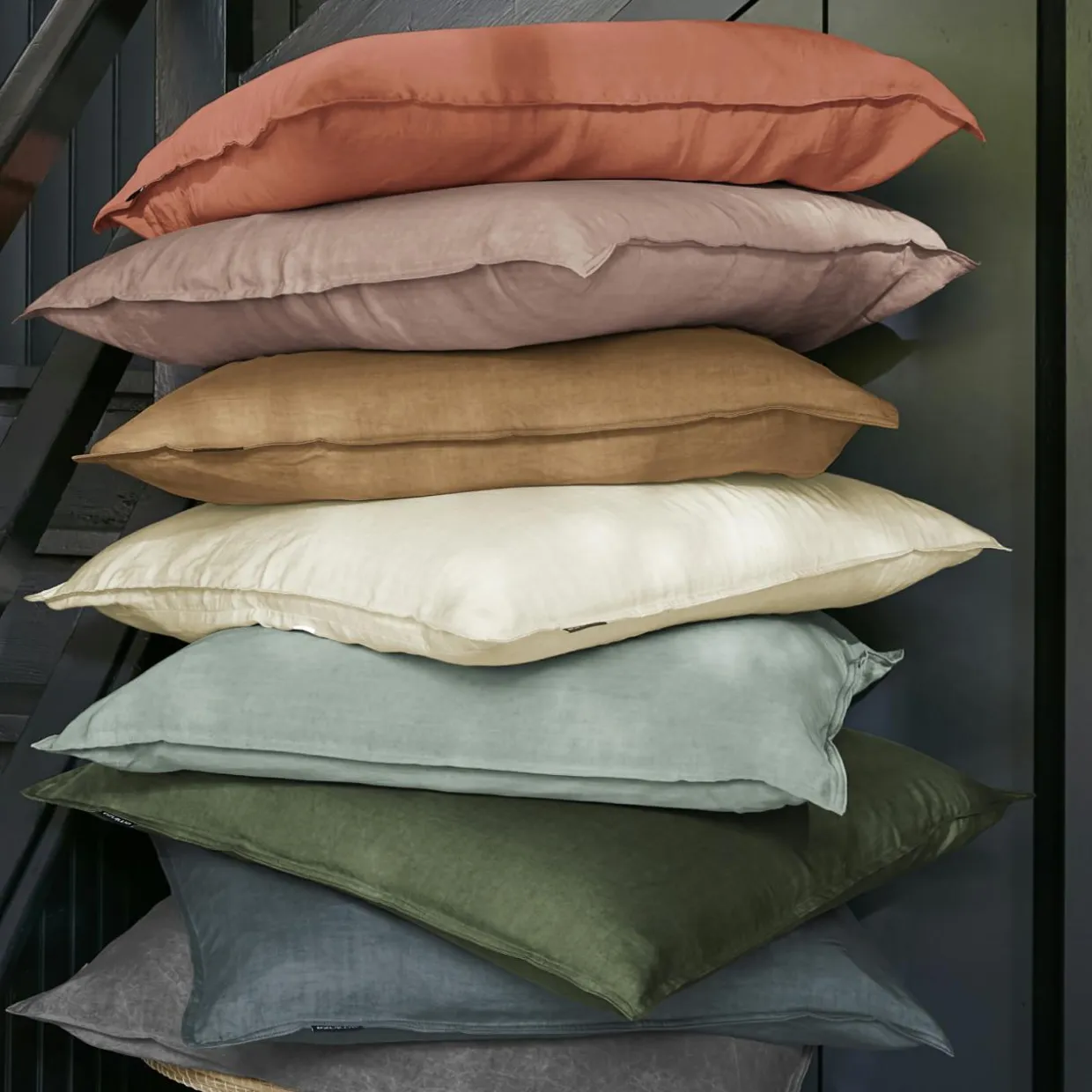 Drap housse lyocell Tencel™ lavé (140 x 200 cm) Olivia Terracotta