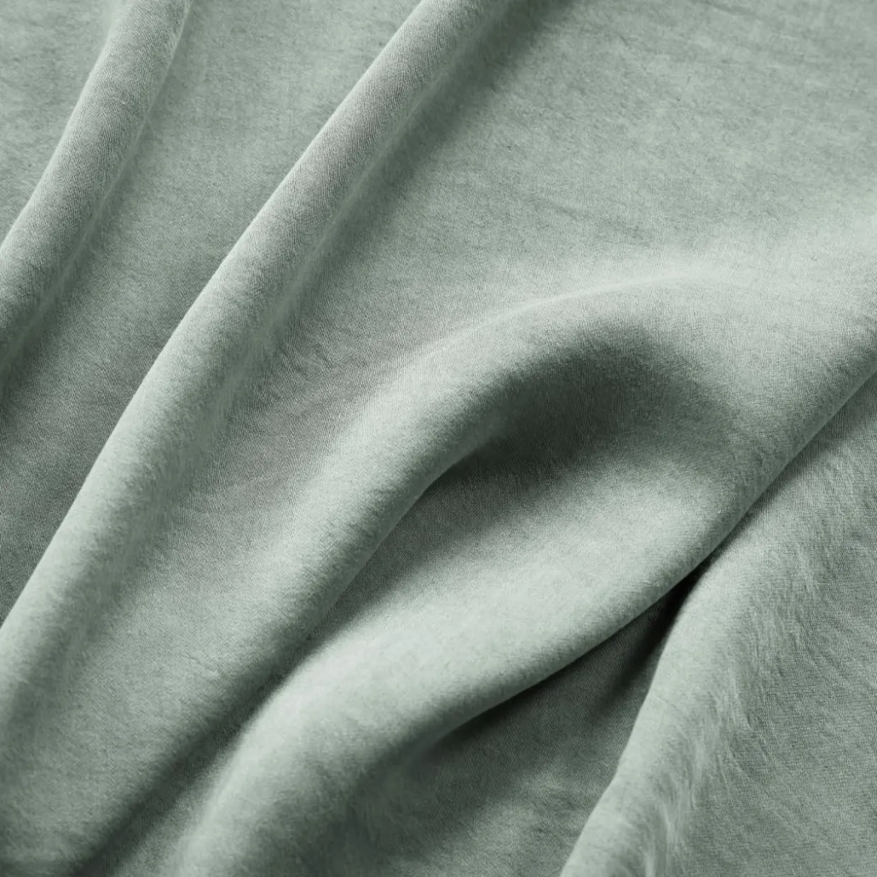 Drap housse lyocell Tencel™ lavé (200 x 200 cm) Olivia Vert eucalyptus