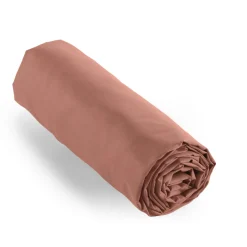 Drap housse percale de coton (90 x 200 cm) Cali Bois de rose
