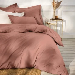 Drap housse percale de coton (90 x 200 cm) Cali Bois de rose