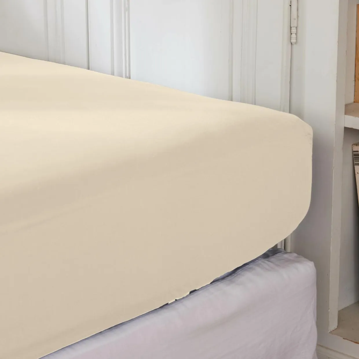 Drap housse percale de coton (180 x 200 cm) Cali Beige