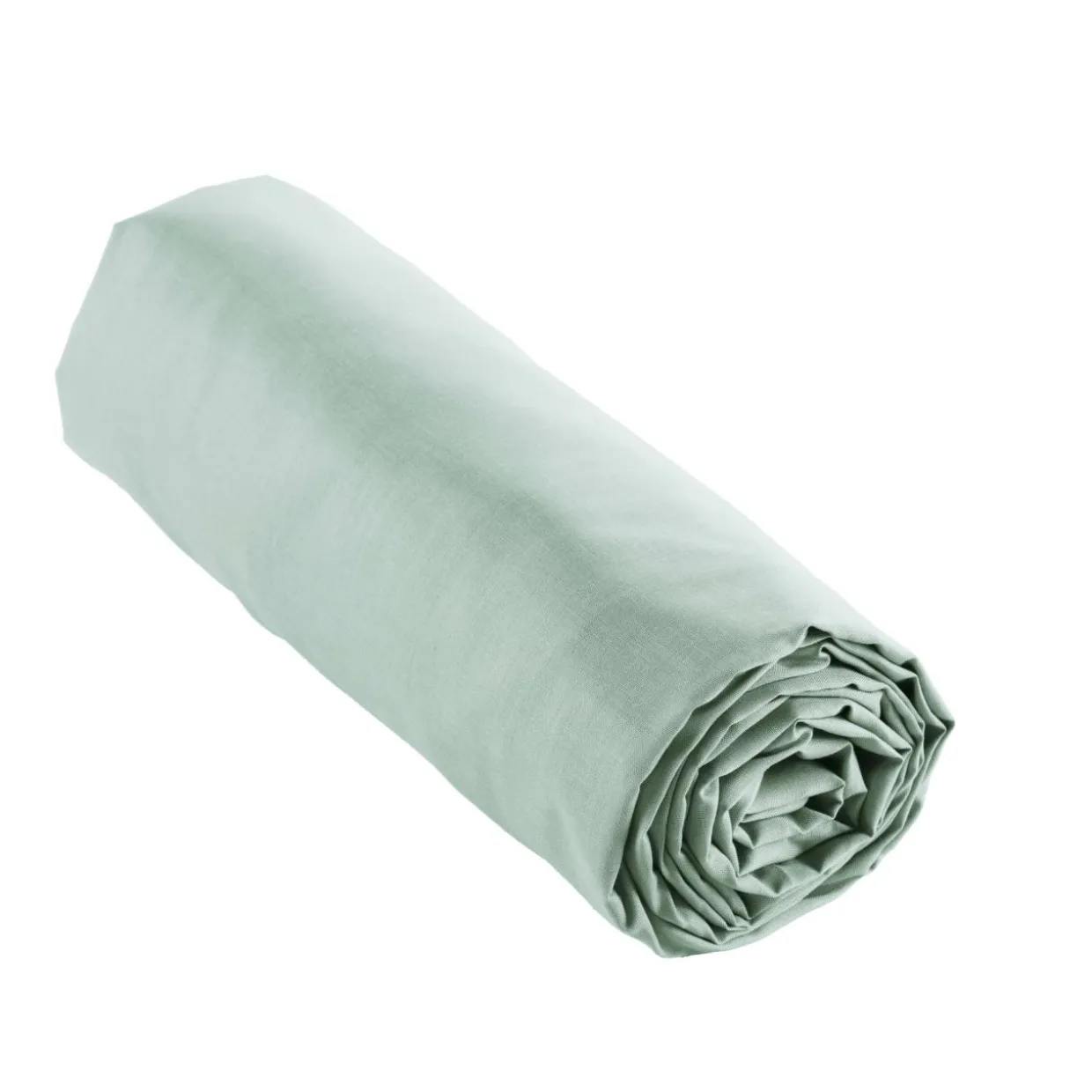 Drap housse percale de coton (160 x 200 cm) Cali Vert eucalyptus