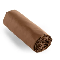Drap housse percale de coton (160 x 200 cm) Cali Marron chocolat