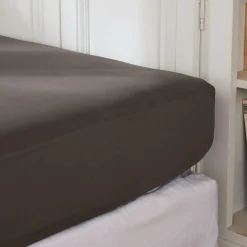 Drap housse percale de coton (160 x 200 cm) Cali Gris anthracite