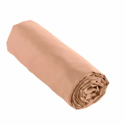 Drap housse percale de coton (160 x 200 cm) Cali Rose pêche