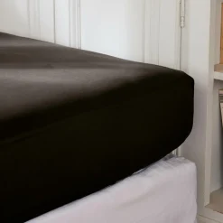 Drap housse percale de coton (140 x 200 cm) Cali Noir